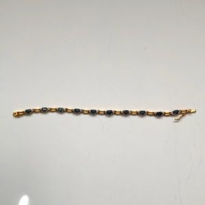 Gold plated lab created sapphire and diamond bracelet